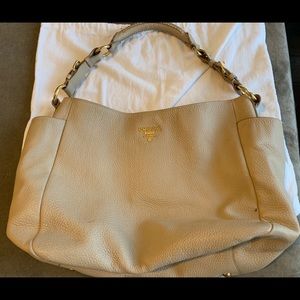 Authentic Prada Vitelli Daino Pebbled Leather Hobo